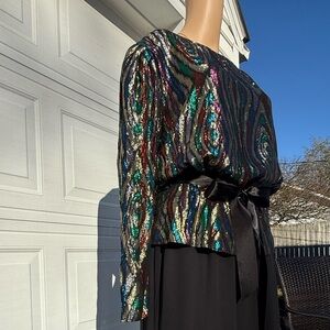 Vintage 80’s Lizzy & Johnny Rainbow Sheer Metallic Dress